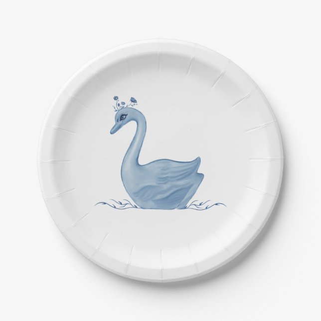 Assiettes En Carton Plaques de papier de cygne bleu (Devant)