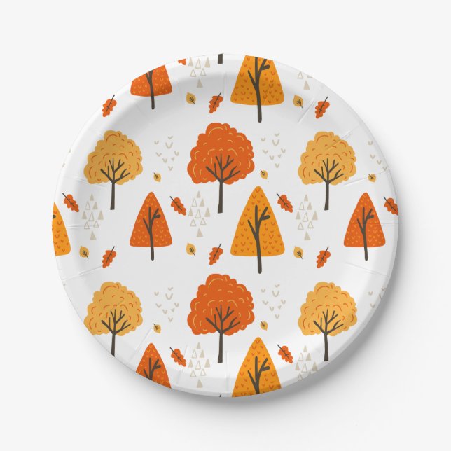 Assiettes En Carton Plaques de papier de feuilles d'automne (Devant)