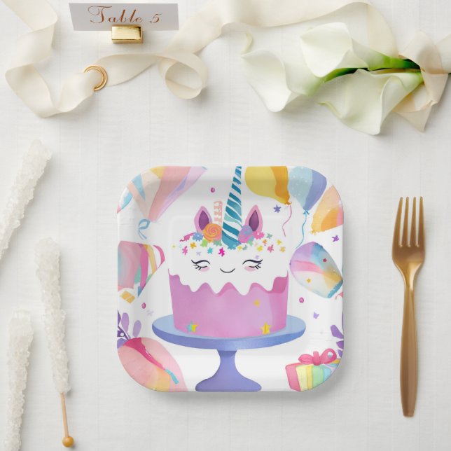 Assiettes En Carton Plaques de papier de gâteau Unicorne (Mariage)
