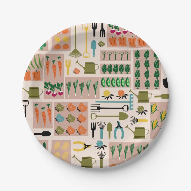 Assiettes En Carton Plaques de papier de jardin de légumes (Devant)