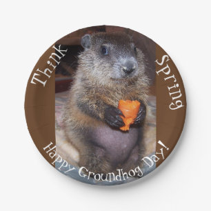 Assiettes En Carton Plaques de papier de jour de marmotte