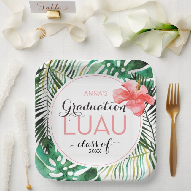 Assiettes En Carton Plaques de papier de la partie Luau Tropical Gradu (Mariage)