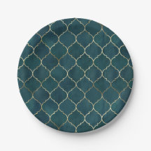 Plaques de papier de luxe turquoise & or Plaques d