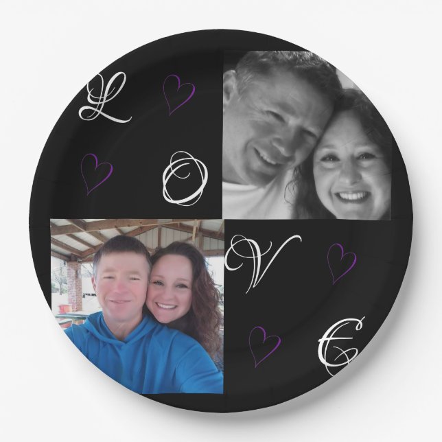 Assiettes En Carton Plaques de papier de mariage personnalisées (Devant)