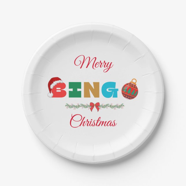 Assiettes En Carton Plaques de papier de Noël BINGO (Devant)