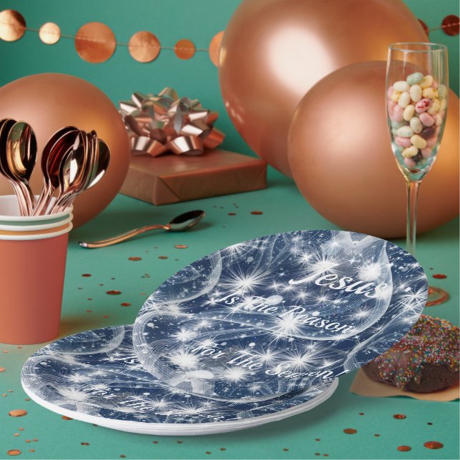 Assiettes En Carton Plaques de papier de Noël bleu "Jésus est la raiso (Multi)