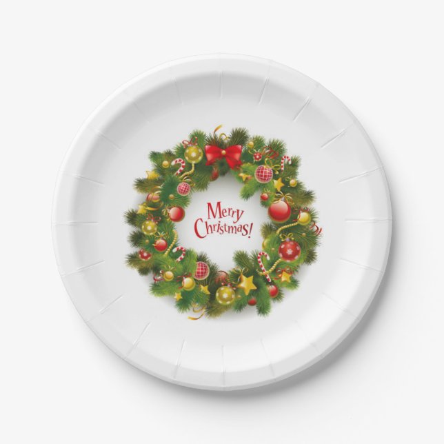 Assiettes En Carton Plaques de papier de Noël/couronne (Devant)