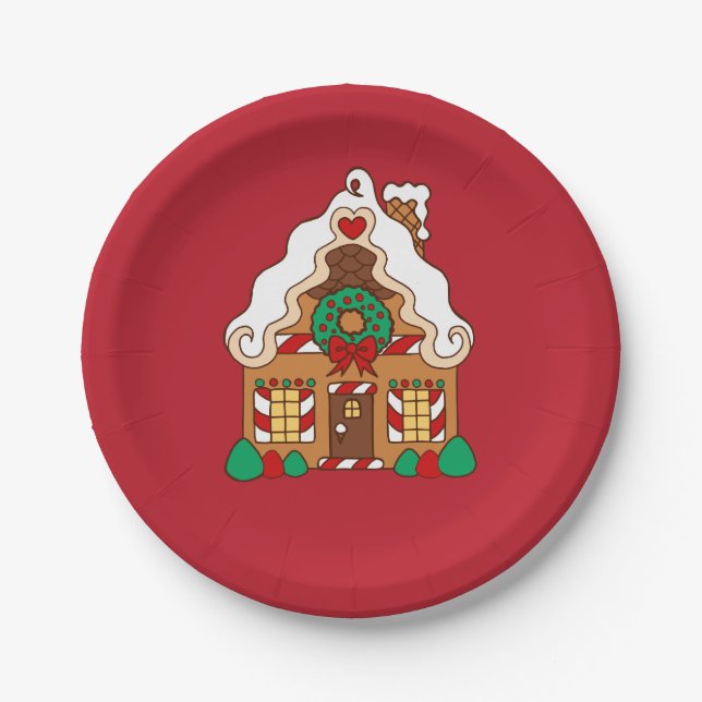 Assiettes En Carton Plaques de papier de Noël de la Maison de pain d'é (Devant)