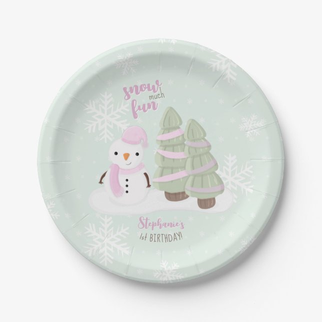 Assiettes En Carton Plaques de papier de Noël de Snowman (Devant)