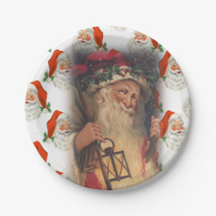 Assiettes En Carton Plaques de papier de Noël, Père Noël Vintage