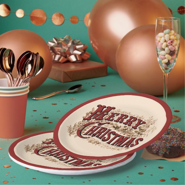 Assiettes En Carton Plaques de papier de Noël rustique (Multi)