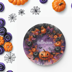 Assiettes En Carton Plaques de papier de nuit Halloween enchantées