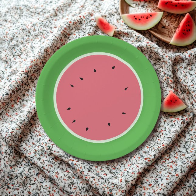 Assiettes En Carton Plaques de papier de pastèque rose et vert (perfect way to add a pop of color and style to your summer bash!🍉)