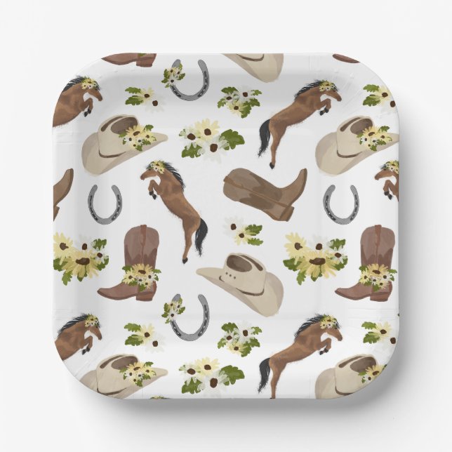 Assiettes En Carton Plaques de papier de pays et de fleurs (Recto)