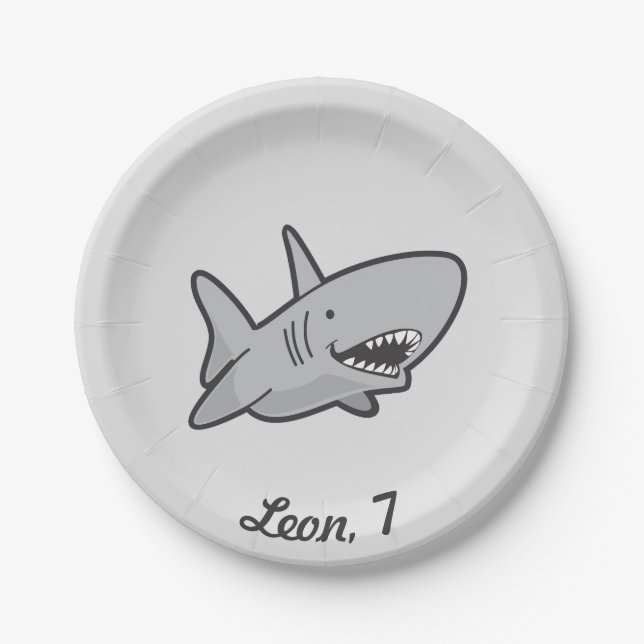 Assiettes En Carton Plaques de papier de requin de Pool Party (Devant)