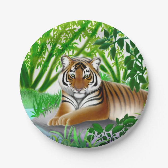 Assiettes En Carton Plaques de papier de tigre du Bengale jeunes paisi (Devant)