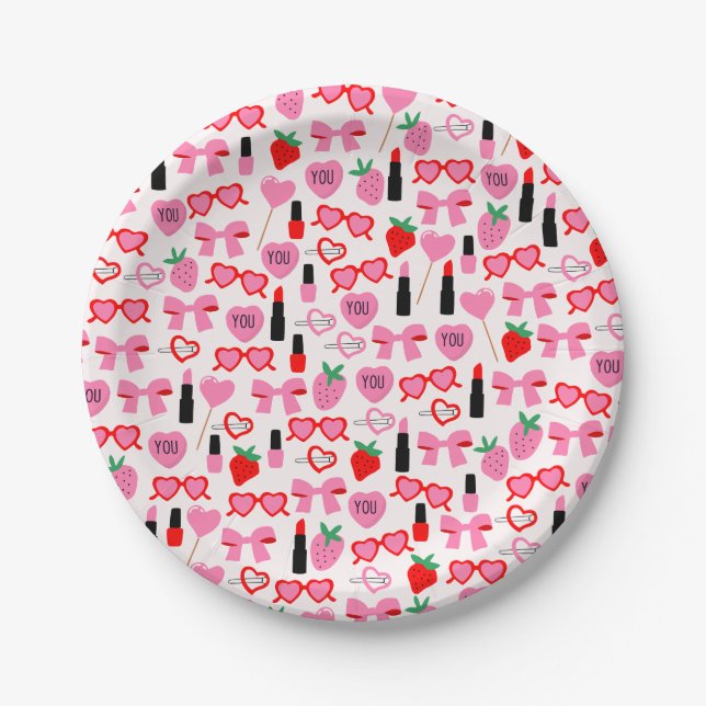 Assiettes En Carton Plaques de papier de vaches roses mures (Devant)