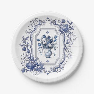 Assiettes En Carton Plaques de papier Décor de table Delft Blue Party