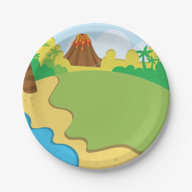 Assiettes En Carton Plaques de papier Dinosaur Party (Devant)