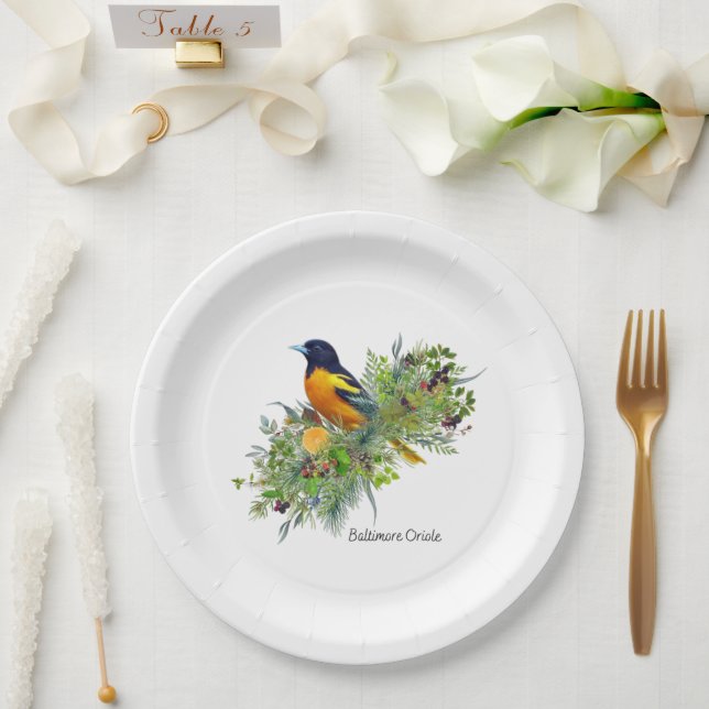 Assiettes En Carton Plaques de papier d'oiseaux (Mariage)
