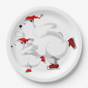 Assiettes En Carton Plaques de papier d'ours heureux Noël