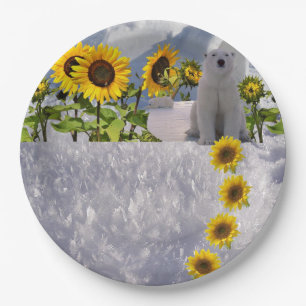 Assiettes En Carton Plaques de papier d'ours polaires de tournesol