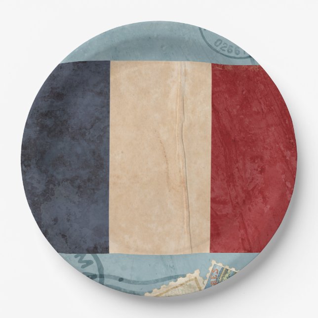 Assiettes En Carton Plaques de papier drapeau France (Devant)