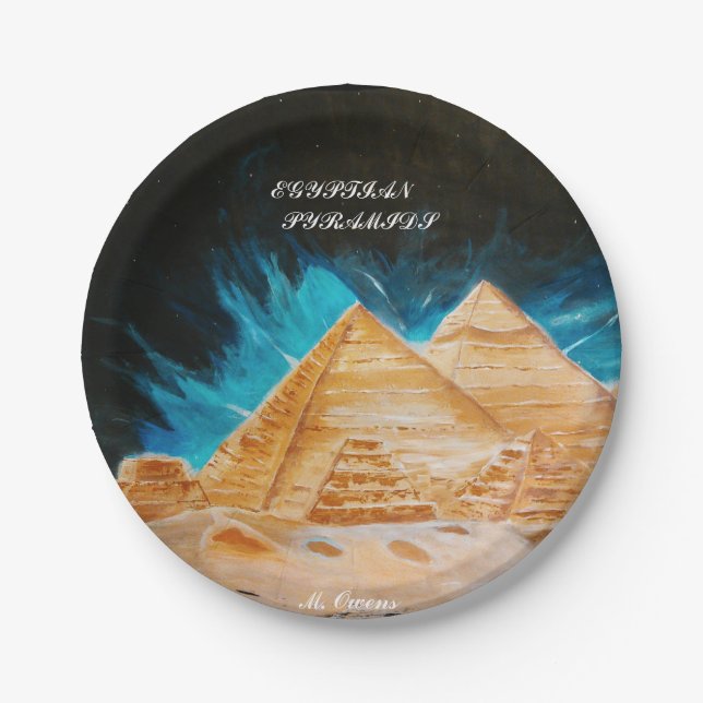 Assiettes En Carton Plaques de papier égyptiennes à la pyramide (Devant)