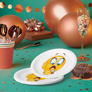 Assiettes En Carton Plaques de papier Emoji Stressées