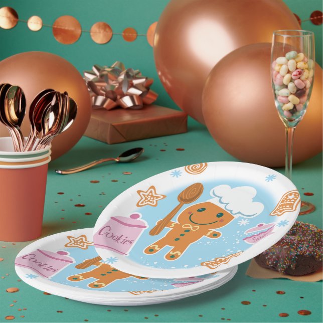 Assiettes En Carton Plaques de papier en pain d'épices (Multi)
