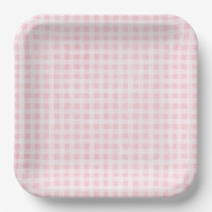 Assiettes En Carton Plaques de papier En vichy rose