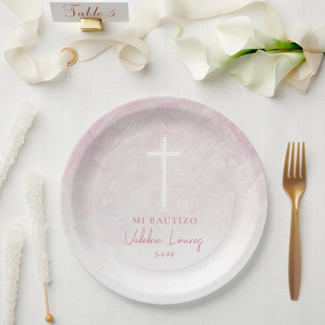 Assiettes En Carton Plaques de papier espagnol Rosita Pink Platos de B (Mariage)