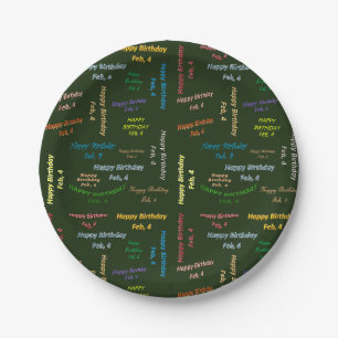 Assiettes En Carton Plaques de papier Février, 4 Anniversaire