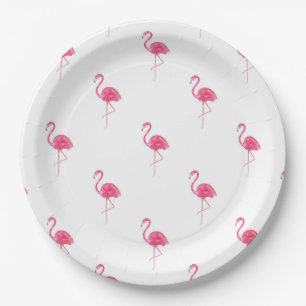 Assiettes En Carton Plaques de papier Flamant rose 9 pouces