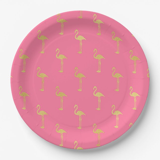 Assiettes En Carton Plaques de papier Flamant rose rose (Devant)