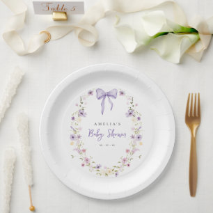 Assiettes En Carton Plaques de papier Fleur sauvage de Baby shower de 