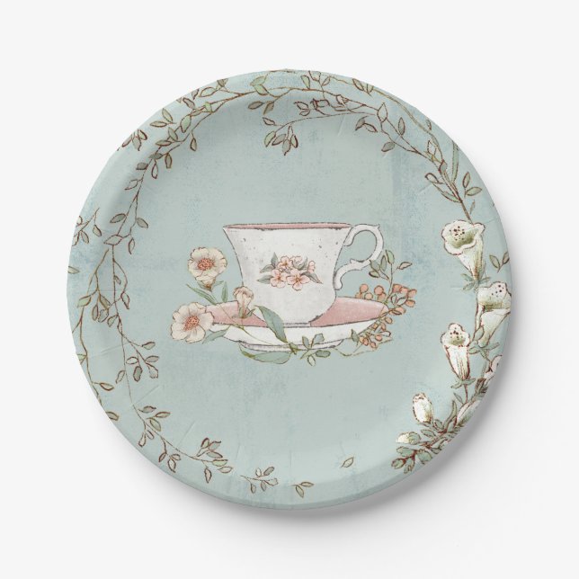 Assiettes En Carton Plaques de papier fleur sauvage Tea Party (Devant)