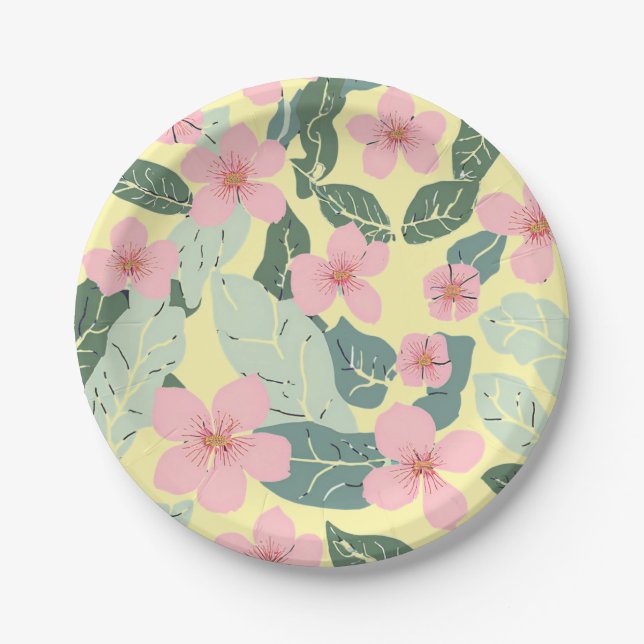 Assiettes En Carton Plaques de papier floral (Devant)