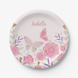 Assiettes En Carton Plaques de papier floral à papillon personnalisées