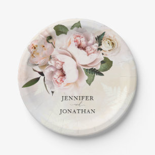 Assiettes En Carton Plaques de papier floral rose
