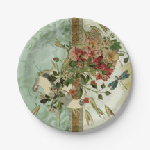 Plaques de papier floral Vintage de libellules Mar