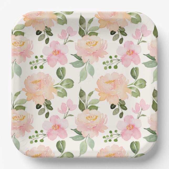 Assiettes En Carton Plaques de papier florales du pays (Recto)