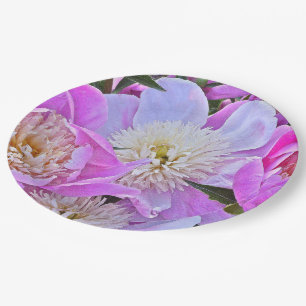 ASSIETTES EN CARTON PLAQUES DE PAPIER FLORALES/PÉONIES