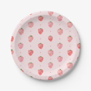 Assiettes En Carton Plaques de papier fraise   Berry aquarelle