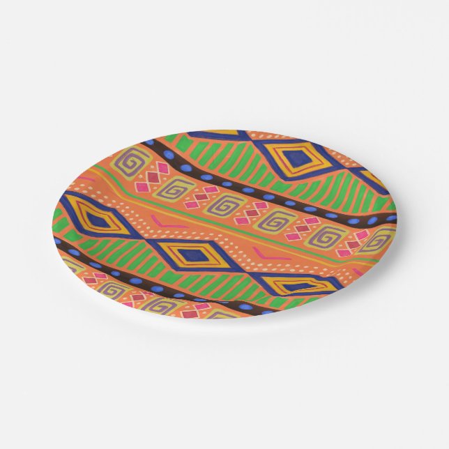 Assiettes En Carton Plaques de papier imprimé africaines (Angle)