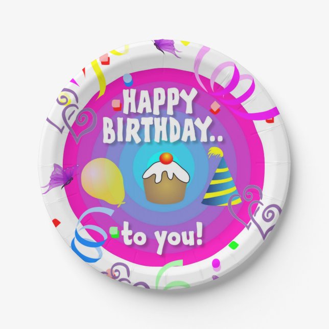 Assiettes En Carton Plaques de papier, Joyeux anniversaire pour vous (Devant)
