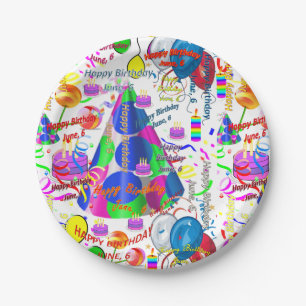 Assiettes En Carton Plaques de papier Juin, 6 Anniversaire