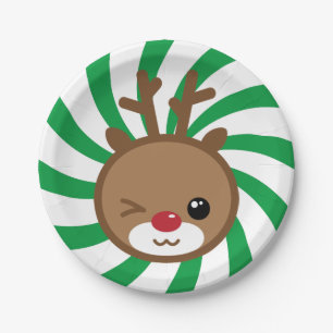 Assiettes En Carton Plaques de papier Kawaii Reindeer
