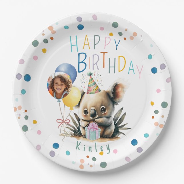 Assiettes En Carton Plaques de papier Koala Birthday (Devant)
