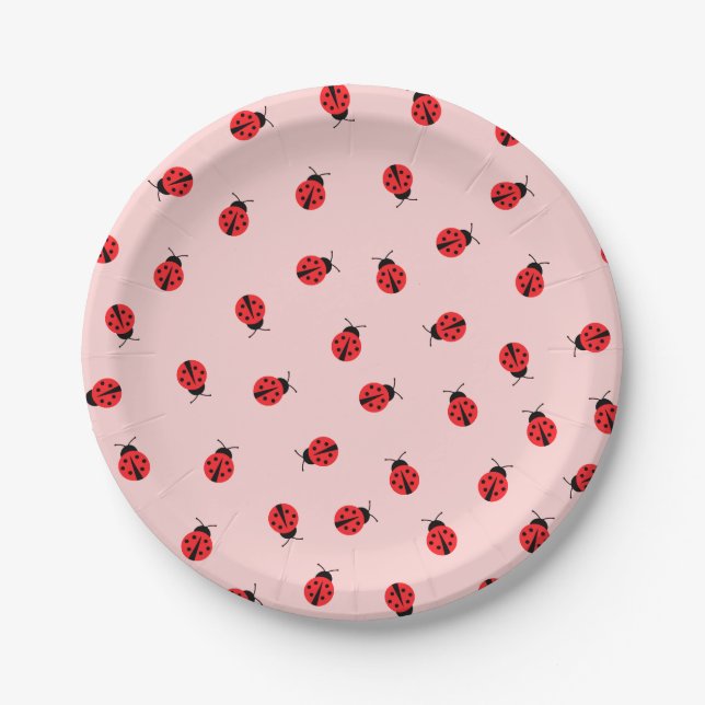 Assiettes En Carton Plaques de papier Ladybug rose (Devant)